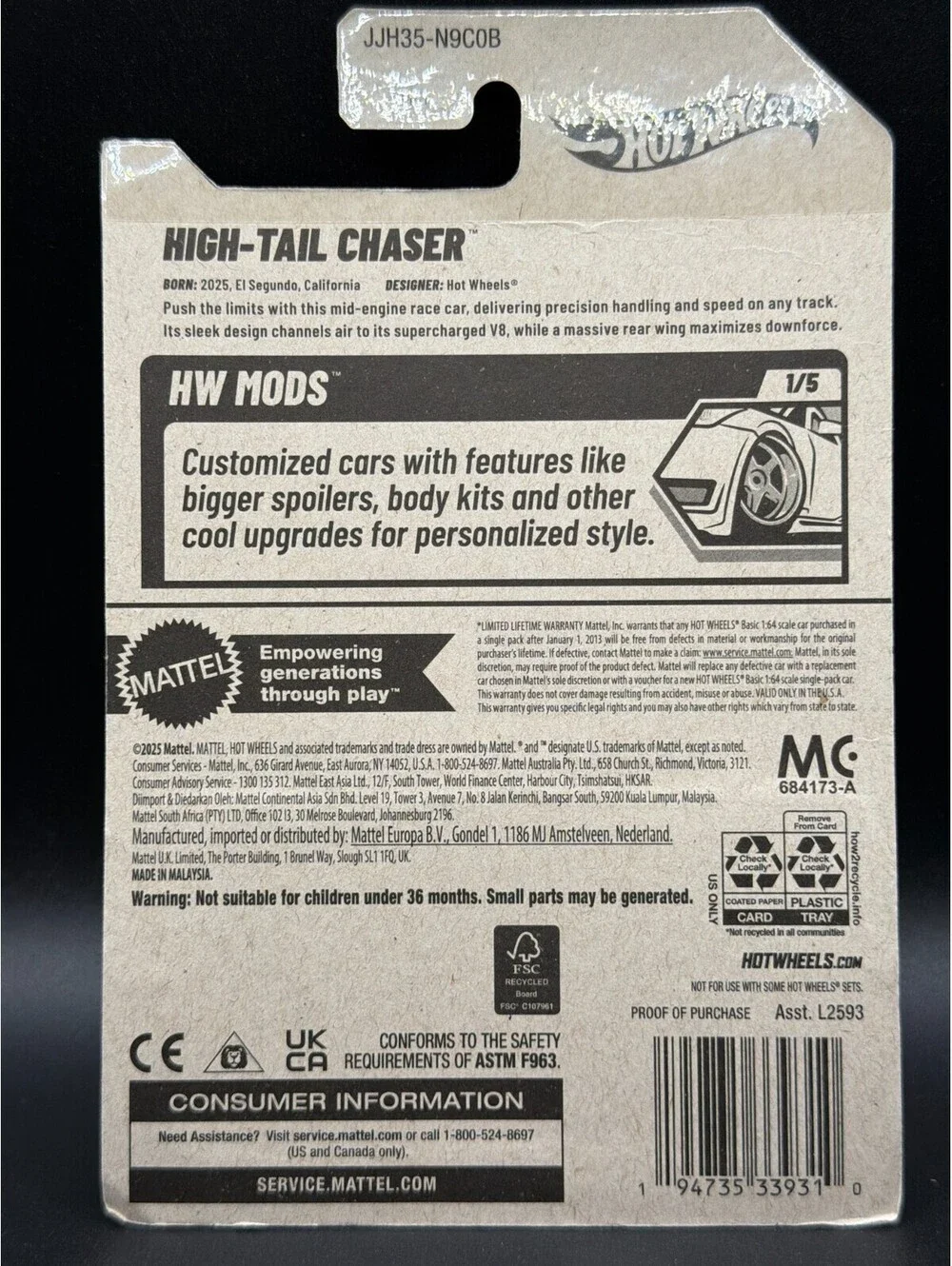 Hot Wheels 2026 High-Tail Chaser - HW Mods 1/5 - Red BZ Racing 26 (New/Carded)